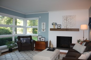 Love, love, love the fireplace with the beech wood mantel!